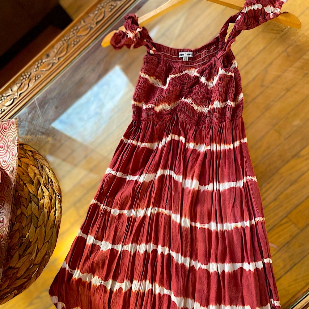 Maroon Tie Die Beach Dress